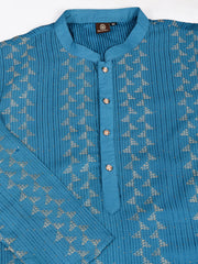 Striped Sequinned Embroidered Straight Kurta With Trousers