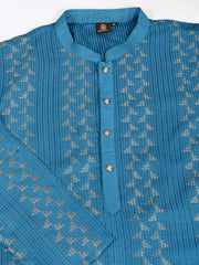 Striped Sequinned Embroidered Straight Kurta With Trousers