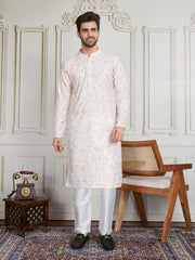 Chikankari Embroidered Straight Kurta & Trousers Set