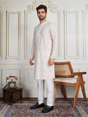 Chikankari Embroidered Straight Kurta & Trousers Set