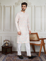 Chikankari Embroidered Straight Kurta & Trousers Set
