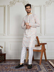 Chikankari Embroidered Straight Kurta & Trousers Set