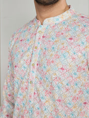 Chikankari Embroidered Straight Kurta & Trousers Set
