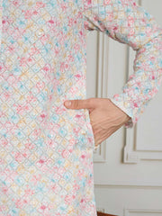 Chikankari Embroidered Straight Kurta & Trousers Set