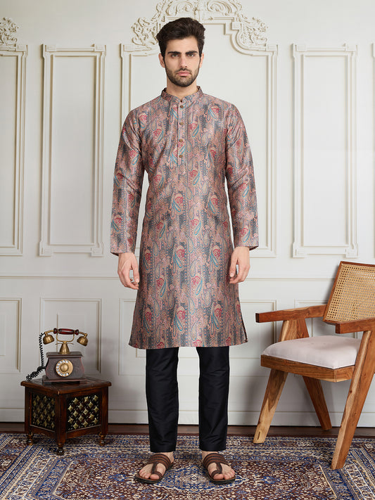 Men Paisley Printed Straight Kurta & Trousers Kurta Sets