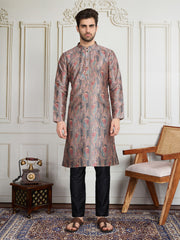 Men Paisley Printed Straight Kurta & Trousers Kurta Sets