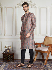 Men Paisley Printed Straight Kurta & Trousers Kurta Sets