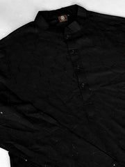 Men Sequinned Embroidered Kurta With Dhoti Set