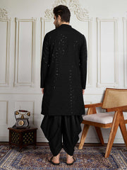 Men Sequinned Embroidered Kurta With Dhoti Set