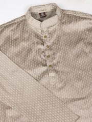 Woven Design Mandarin Collar Straight Kurta & Trouser