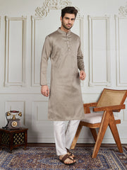 Woven Design Mandarin Collar Straight Kurta & Trouser