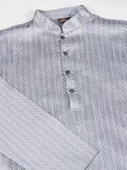 Floral Woven Design Mandarin Collar Straight Kurta & Trouser