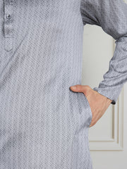 Floral Woven Design Mandarin Collar Straight Kurta & Trouser