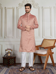 Men Self Design Straight Kurta & Trouser Set