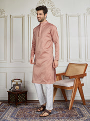 Men Self Design Straight Kurta & Trouser Set