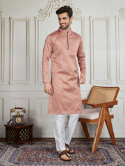Men Self Design Straight Kurta & Trouser Set