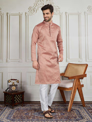 Men Self Design Straight Kurta & Trouser Set
