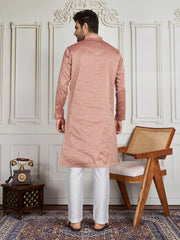 Men Self Design Straight Kurta & Trouser Set