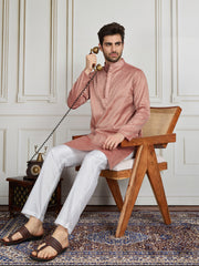 Men Self Design Straight Kurta & Trouser Set