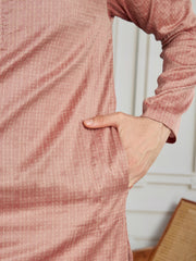 Men Self Design Straight Kurta & Trouser Set