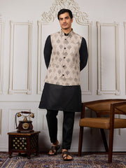 Men Ethnic Woven Design Kurta & Trousers With Nehru Jacket