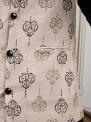 Men Ethnic Woven Design Kurta & Trousers With Nehru Jacket