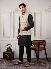 Men Ethnic Woven Design Kurta & Trousers With Nehru Jacket