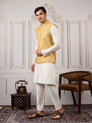 Men Sequinned Embroidered Kurta & Trousers With Nehru Jacket