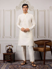 Men Sequinned Embroidered Kurta & Trousers With Nehru Jacket