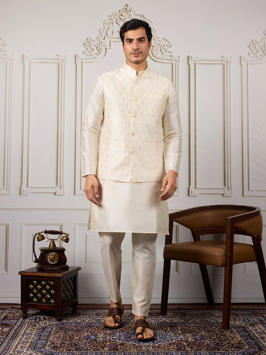 Men Solid Kurta with Pyjama & Nehru jacket