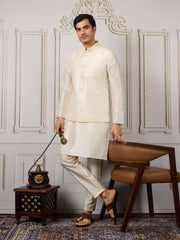 Men Solid Kurta with Pyjama & Nehru jacket
