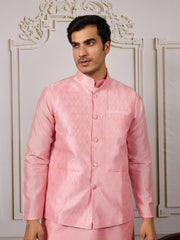 Ethnic Woven Design Kurta & Trousers With Nehru Jacket
