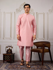 Ethnic Woven Design Kurta & Trousers With Nehru Jacket
