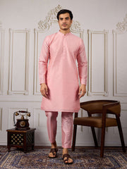 Ethnic Woven Design Kurta & Trousers With Nehru Jacket