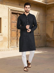 Embroidered Mandarin Collar Kurta & Trousers Kurta Sets