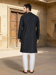 Embroidered Mandarin Collar Kurta & Trousers Kurta Sets