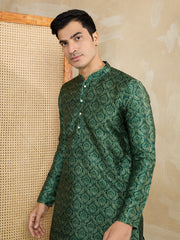 Printed Mandarin Collar Kurta & Trousers