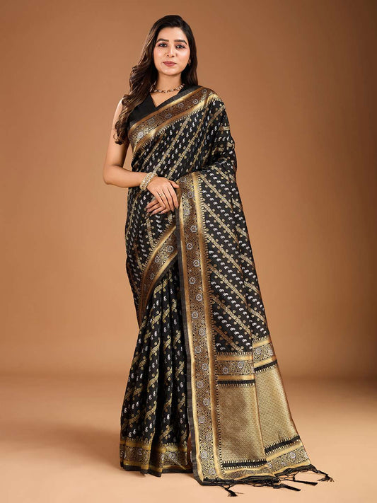Paisley Woven Design Saree with Blouse Piece