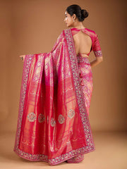Ethnic Motifs Thread & Sequinned Embroidered Saree with Blouse Piece