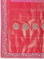 Ethnic Motifs Thread & Sequinned Embroidered Saree with Blouse Piece