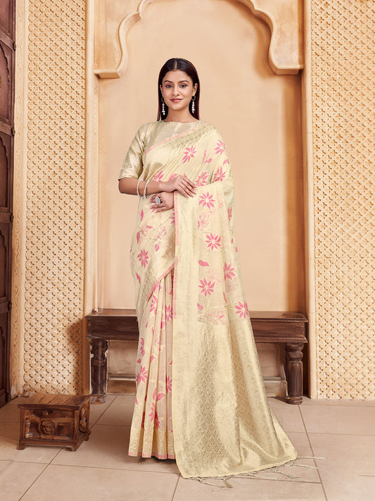 Zari Woven Design Saree With Blouse Piece