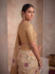 Floral Zari Organza Saree
