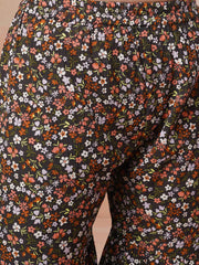 Black Girls Floral Printed Angrakha Kurta with Sharara