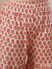 Peach Girls Ethnic Motifs Printed Empire Kurta with Sharara