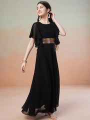 Girls Embellished Details Fit & Flared Maxi Dresses