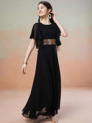 Girls Embellished Details Fit & Flared Maxi Dresses