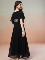 Girls Embellished Details Fit & Flared Maxi Dresses