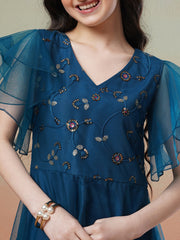 Girls Embellished Fit & Flared Maxi Dresses