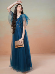 Girls Embellished Fit & Flared Maxi Dresses