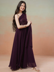 Girls Embroidered Maxi Ethnic Dress